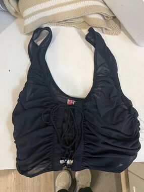 Urban Outfitters Black Ruched Crop Tank